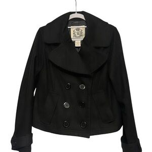 Vintage Y2K BB Dakota Black Wool Double Breasted Peacoat Jacket Sz S